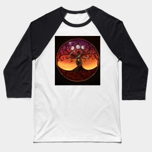 Tree of Life - Great Goddess Mother Earth with Triquetra Knot Baseball T-Shirt